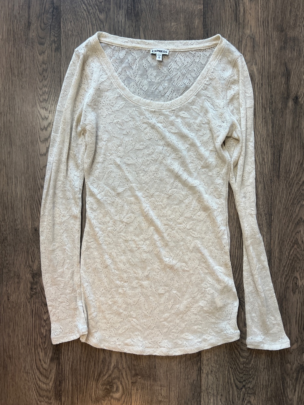 Express Cream Scoop Neck Knit Sweater - Size Medium